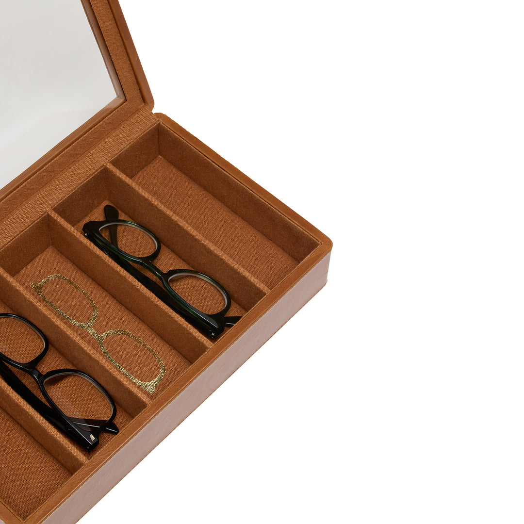 Vercelli Leather Eyewear Organizer Case (Saddle)