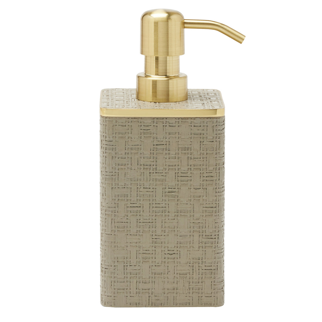 Veria Faux Rattan/Brass Soap Dispenser (Desert Taupe)