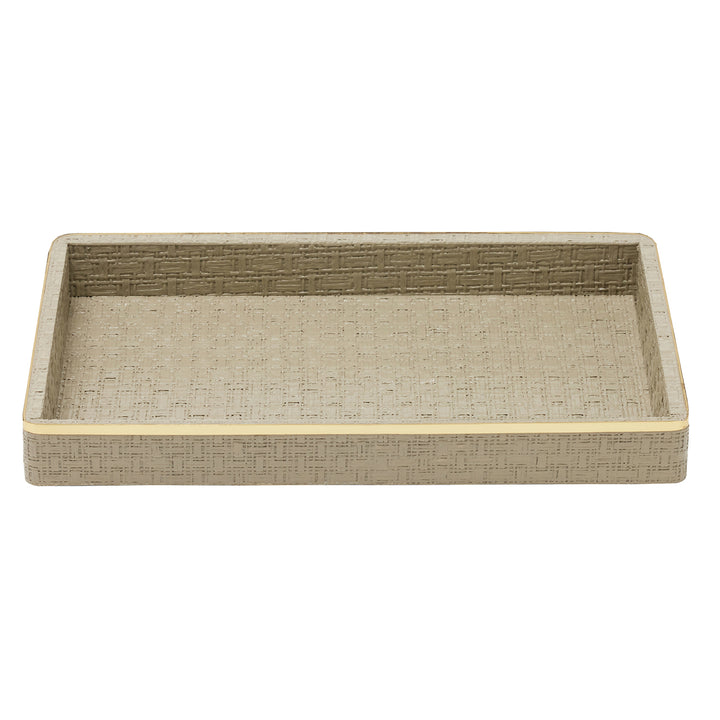 Veria Faux Rattan/Brass Bathroom Accessories (Desert Taupe)