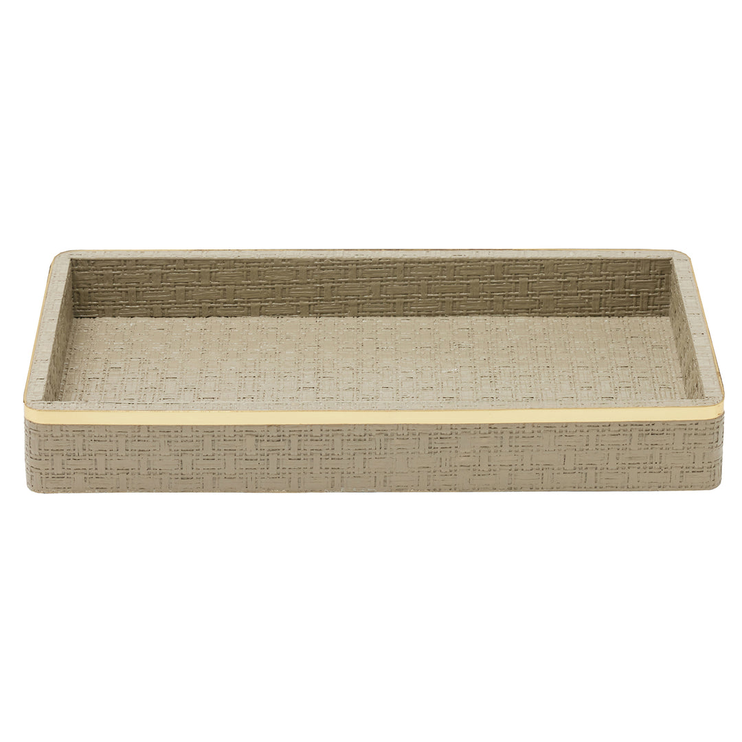 Veria Faux Rattan/Brass Bathroom Accessories (Desert Taupe)