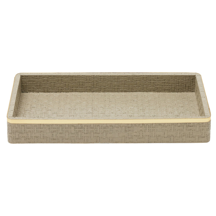 Veria Faux Rattan/Brass Bathroom Accessories (Desert Taupe)