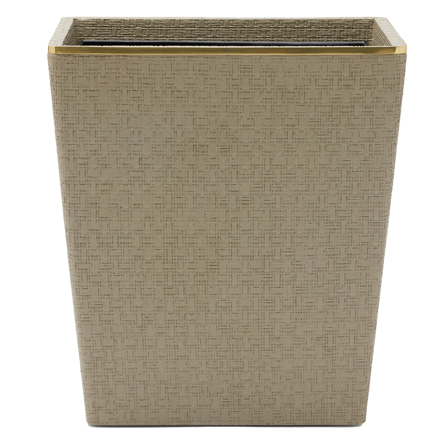 Veria Faux Rattan/Brass Rectangle Wastebasket - Thumbnail 3