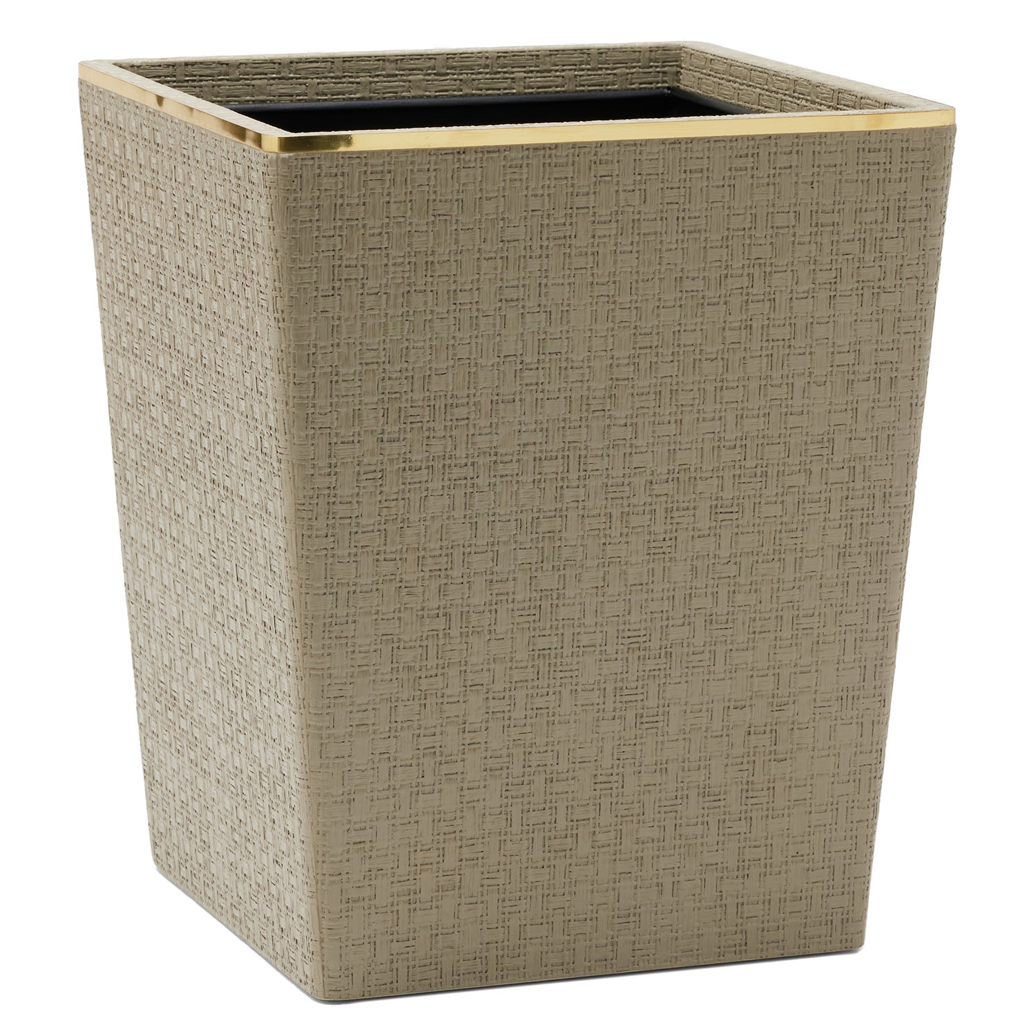 Veria Faux Rattan/Brass Square Wastebasket - Thumbnail 2