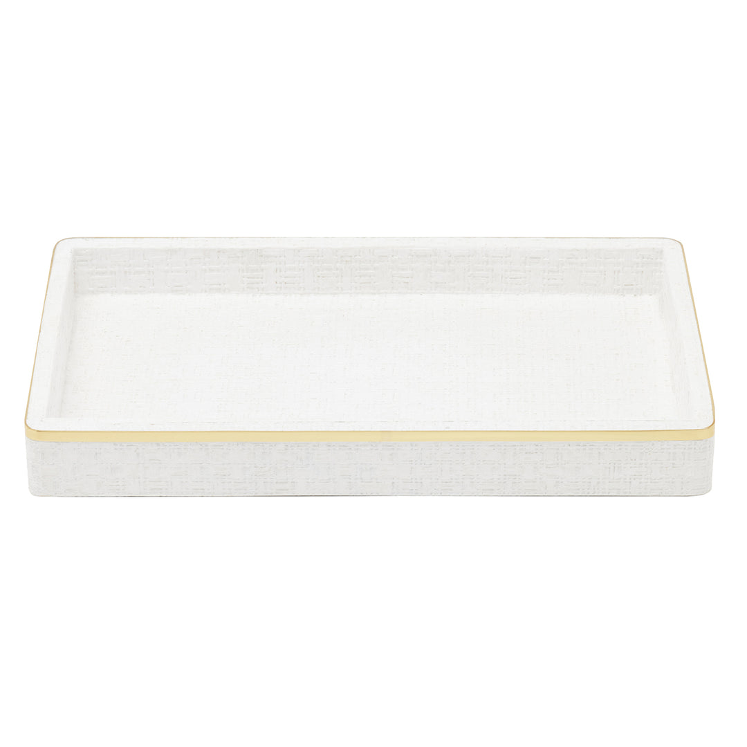 Veria Faux Rattan/Brass Bathroom Accessories (Shiny White)