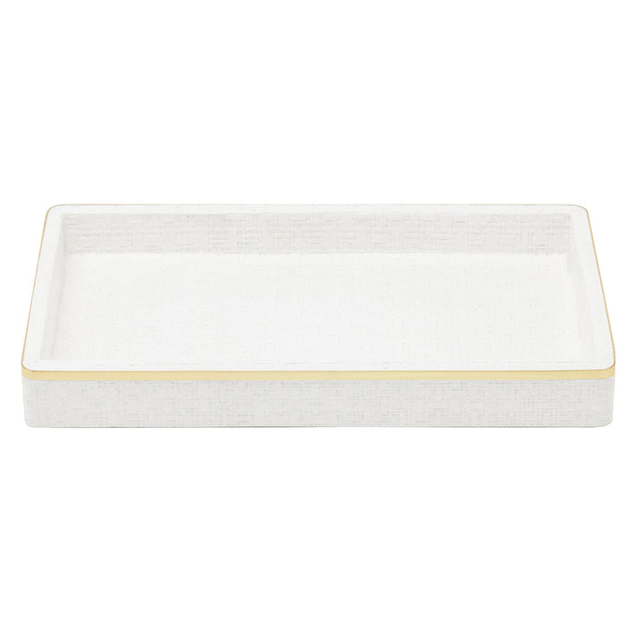 Veria Faux Rattan/Brass Bathroom Accessories (Shiny White)