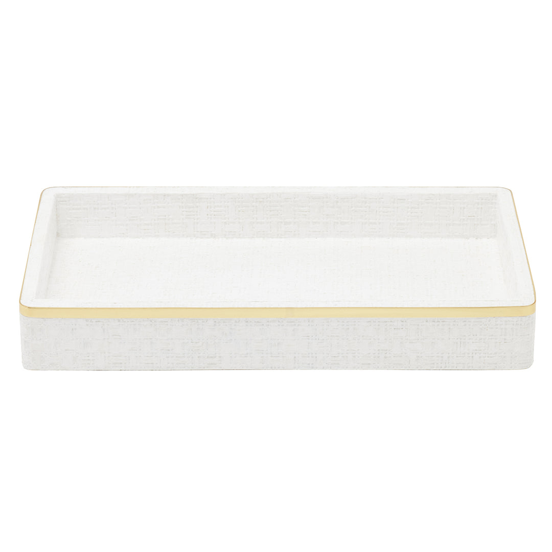 Veria Faux Rattan/Brass Bathroom Accessories (Shiny White)