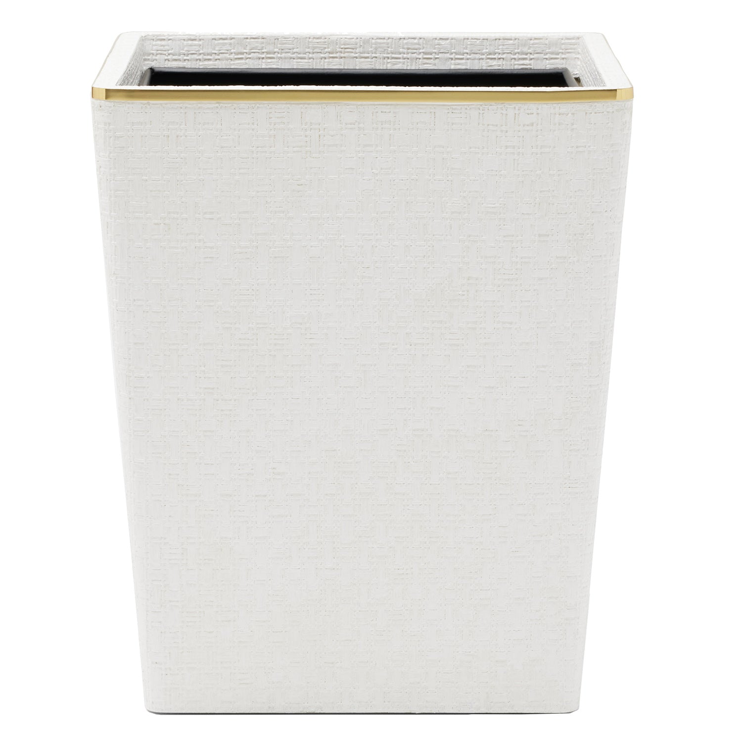 Veria Faux Rattan/Brass Rectangle Wastebasket