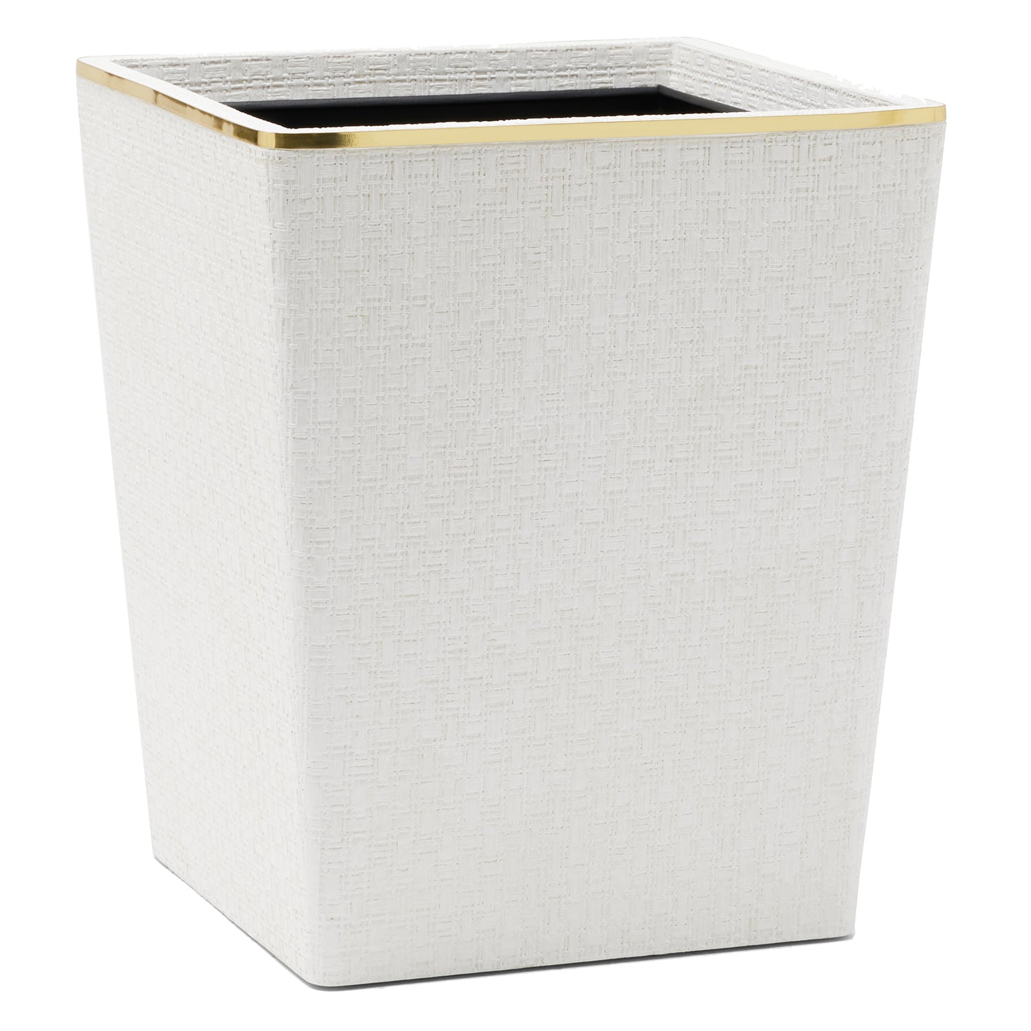 Veria Faux Rattan/Brass Rectangle Wastebasket - Thumbnail 2