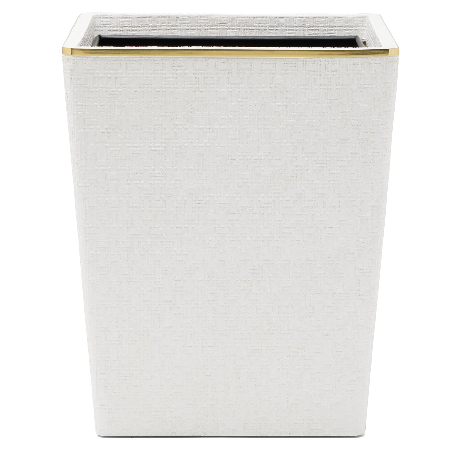 Veria Faux Rattan/Brass Square Wastebasket
