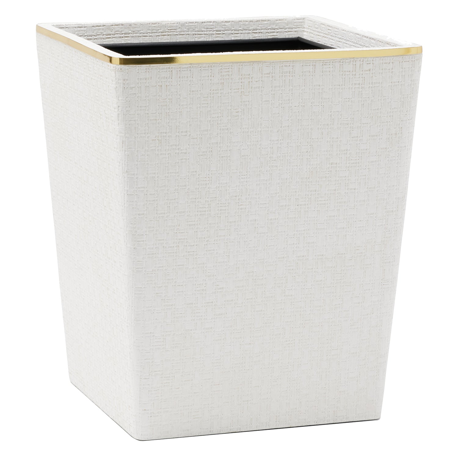 Veria Faux Rattan/Brass Square Wastebasket - Thumbnail 3