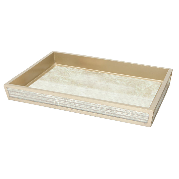 Waterford Gray Strips Painted Mirror Bathroom Accessories