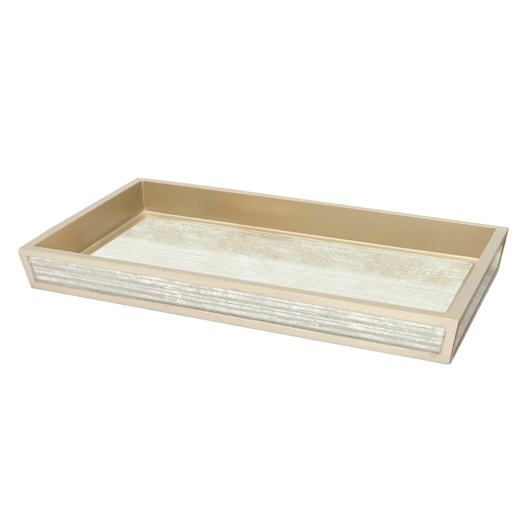 Waterford Gray Strips Painted Mirror Bathroom Accessories