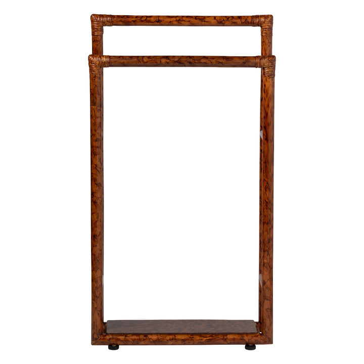 Winthrop Red Tortoise Rattan Freestanding Towel Rack 20"x36"