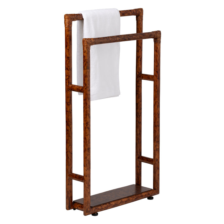 Winthrop Red Tortoise Rattan Freestanding Towel Rack 20"x36"