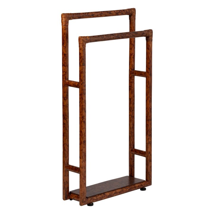 Winthrop Red Tortoise Rattan Freestanding Towel Rack 20"x36"