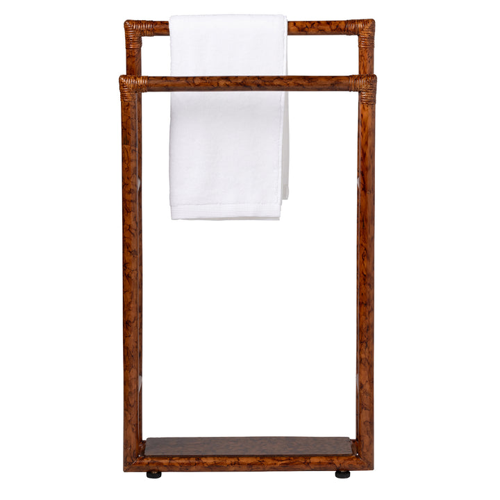 Winthrop Red Tortoise Rattan Freestanding Towel Rack 20"x36"