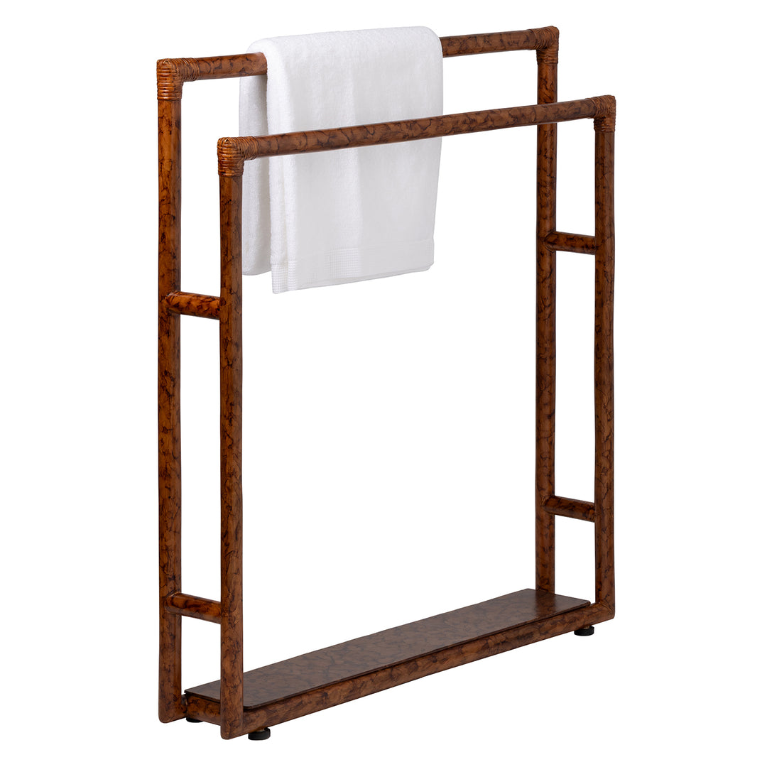 Winthrop Red Tortoise Rattan Freestanding Towel Rack 32"x36"