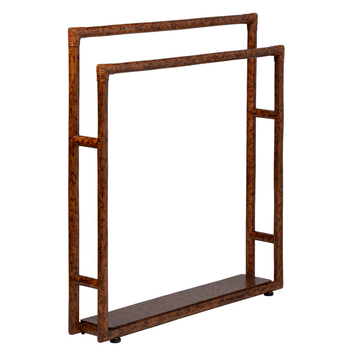 Winthrop Red Tortoise Rattan Freestanding Towel Rack 32"x36"