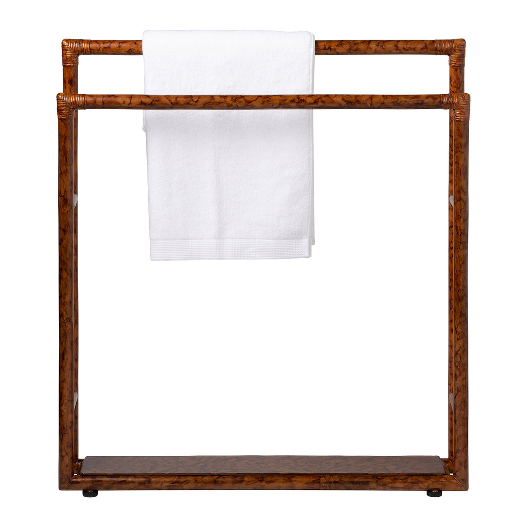 Winthrop Red Tortoise Rattan Freestanding Towel Rack 32"x36"