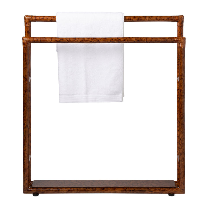 Winthrop Red Tortoise Rattan Freestanding Towel Rack 32"x36"