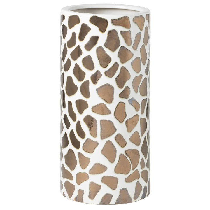 Yuba Giraffe Ceramic Umbrella Stand (White/Burnt Gold)