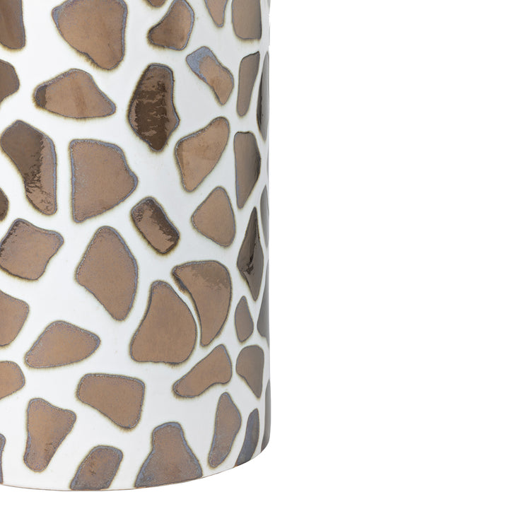 Yuba Giraffe Ceramic Umbrella Stand (White/Burnt Gold)