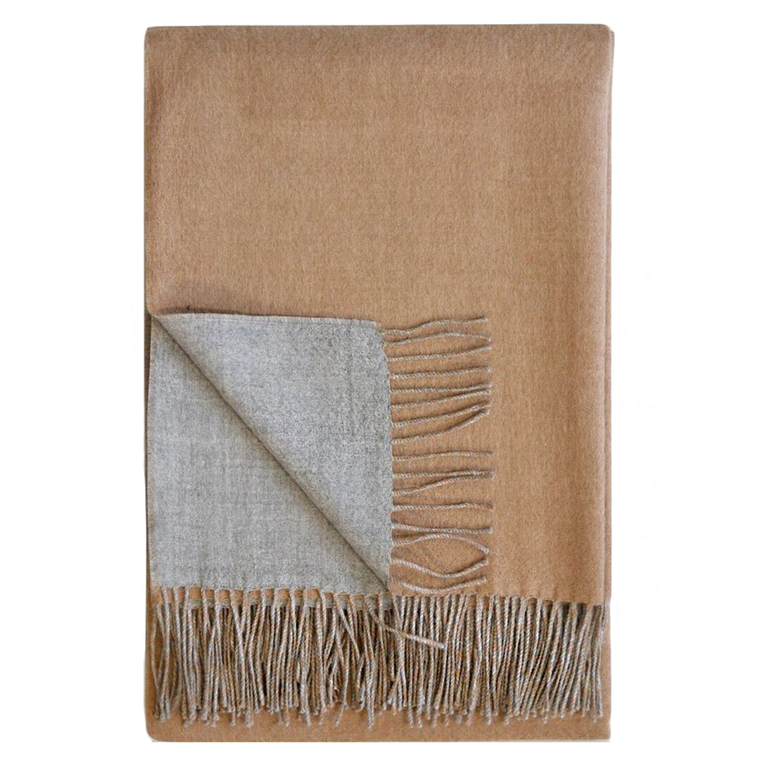 Quebec Baby Alpaca Throw (Camel/Silver)