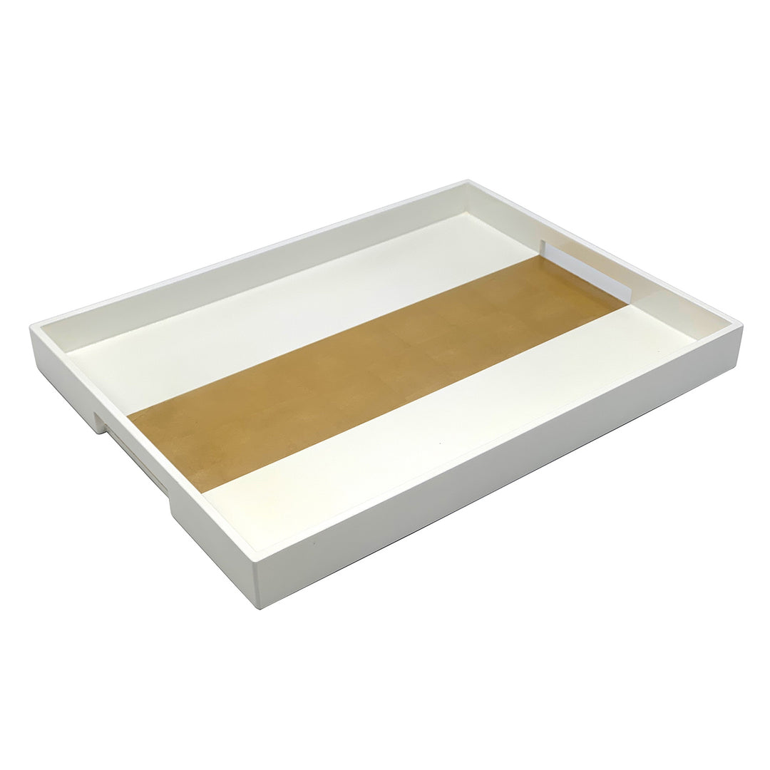 Tizo Design White/Gold-Stripe Tray 16"