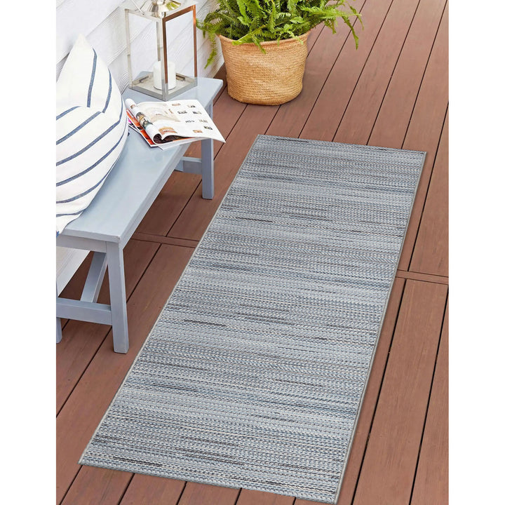 Liora Manne Miranda Tweed Stripe Indoor/Outdoor Area Rug Denim