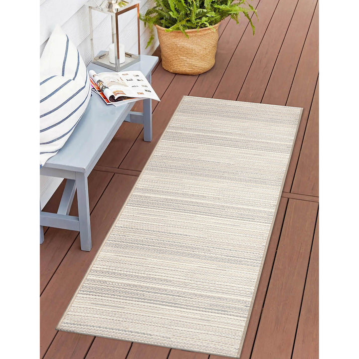 Liora Manne Miranda Tweed Stripe Indoor/Outdoor Area Rug Silver/brown