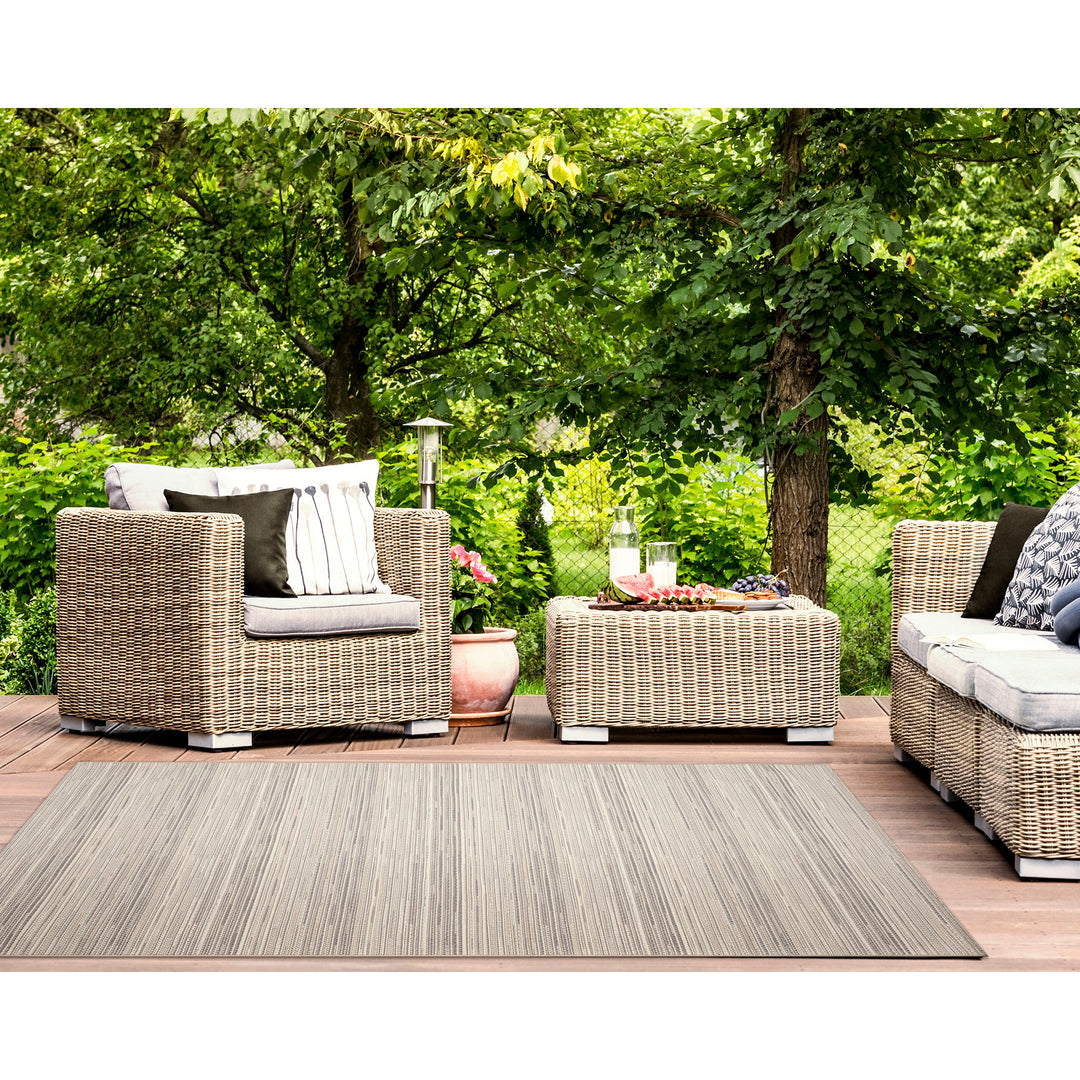 Liora Manne Miranda Tweed Stripe Indoor/Outdoor Area Rug Silver/brown