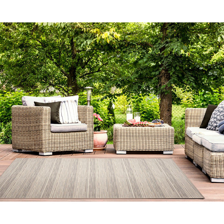 Liora Manne Miranda Tweed Stripe Indoor/Outdoor Area Rug Silver/brown