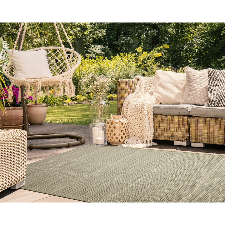 Liora Manne Miranda Tweed Stripe Indoor/Outdoor Area Rug Green