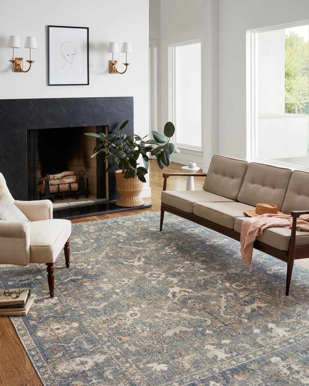 Chris Loves Julia x Loloi Rosemarie Sand / Lagoon Accent Rug (ROE-03)