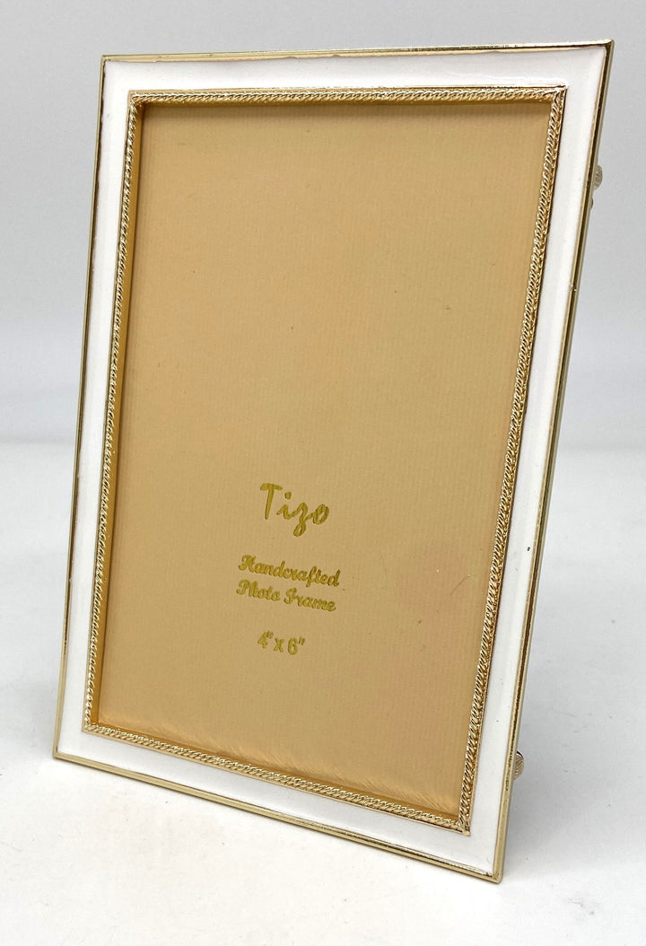 Tizo Enameled Gold Picture Frame (White)