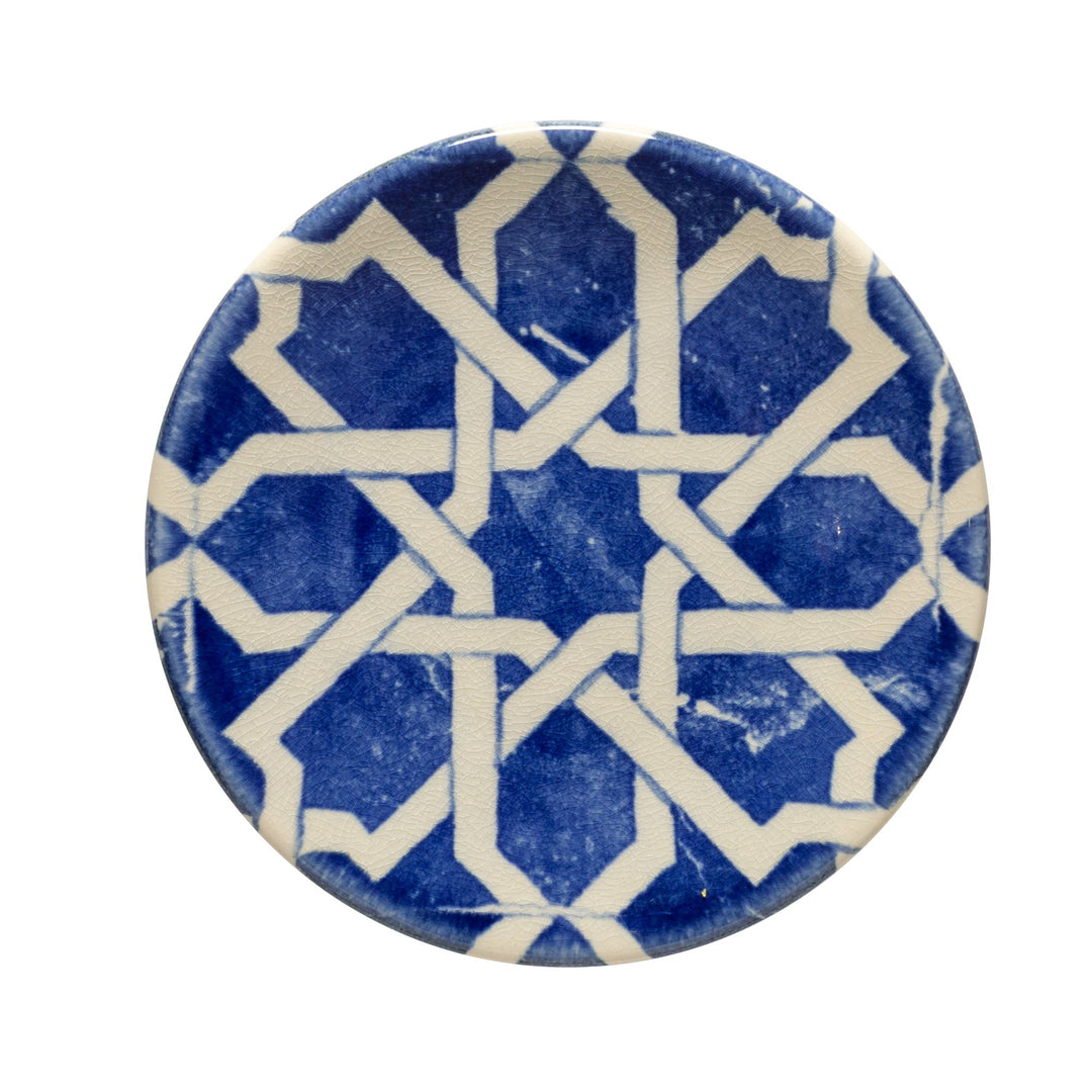 Costa Nova Elements Stoneware Algarve Blue B Appetizer Plate Set/4