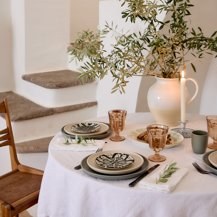 Costa Nova Elements Stoneware Lamego Green B Appetizer Plate Set/4