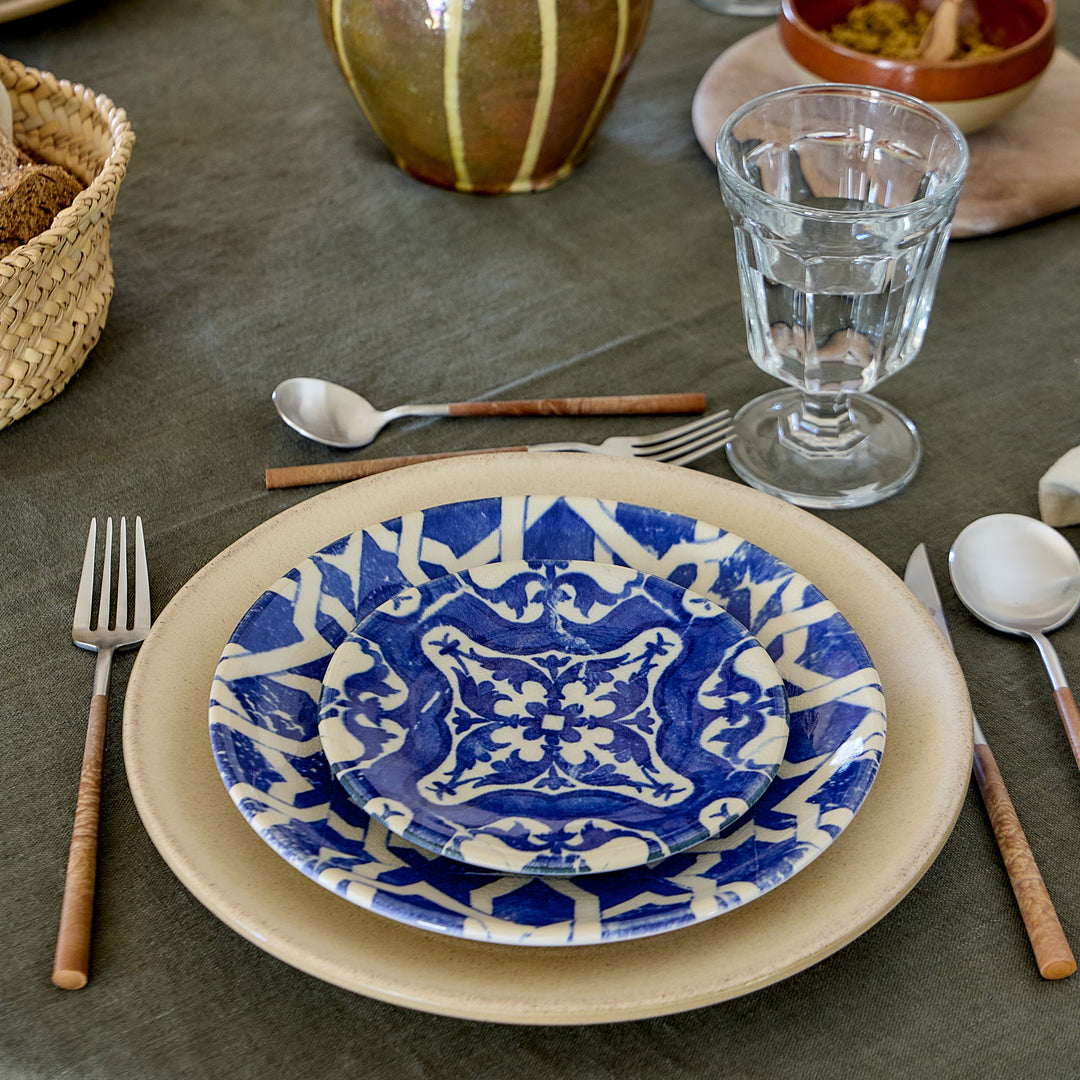 Costa Nova Elements Stoneware Algarve Blue B Salad/Dessert Plate Set/4