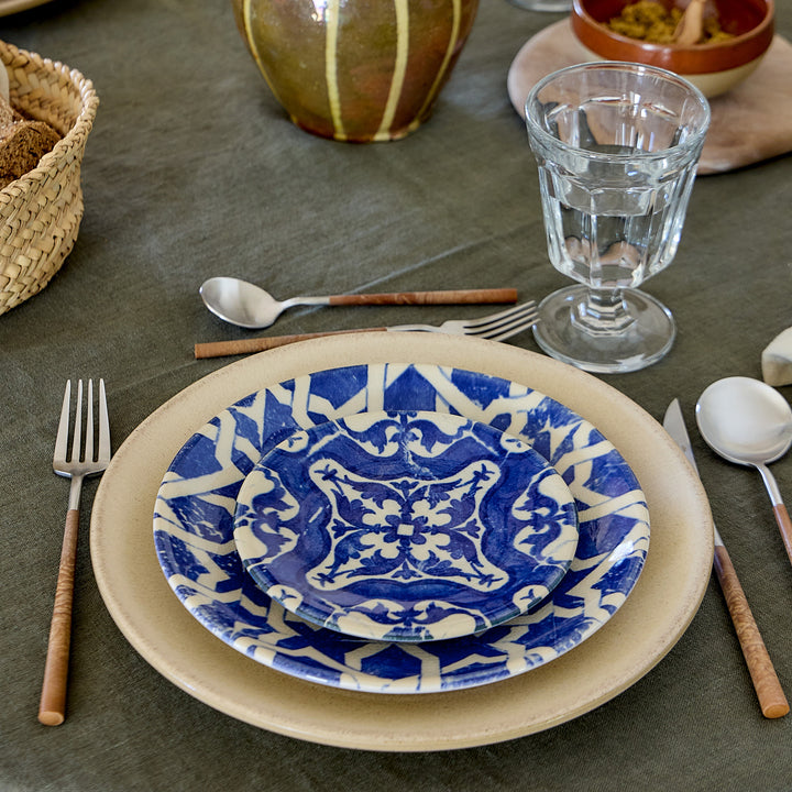 Costa Nova Elements Stoneware Algarve Blue B Salad/Dessert Plate Set/4