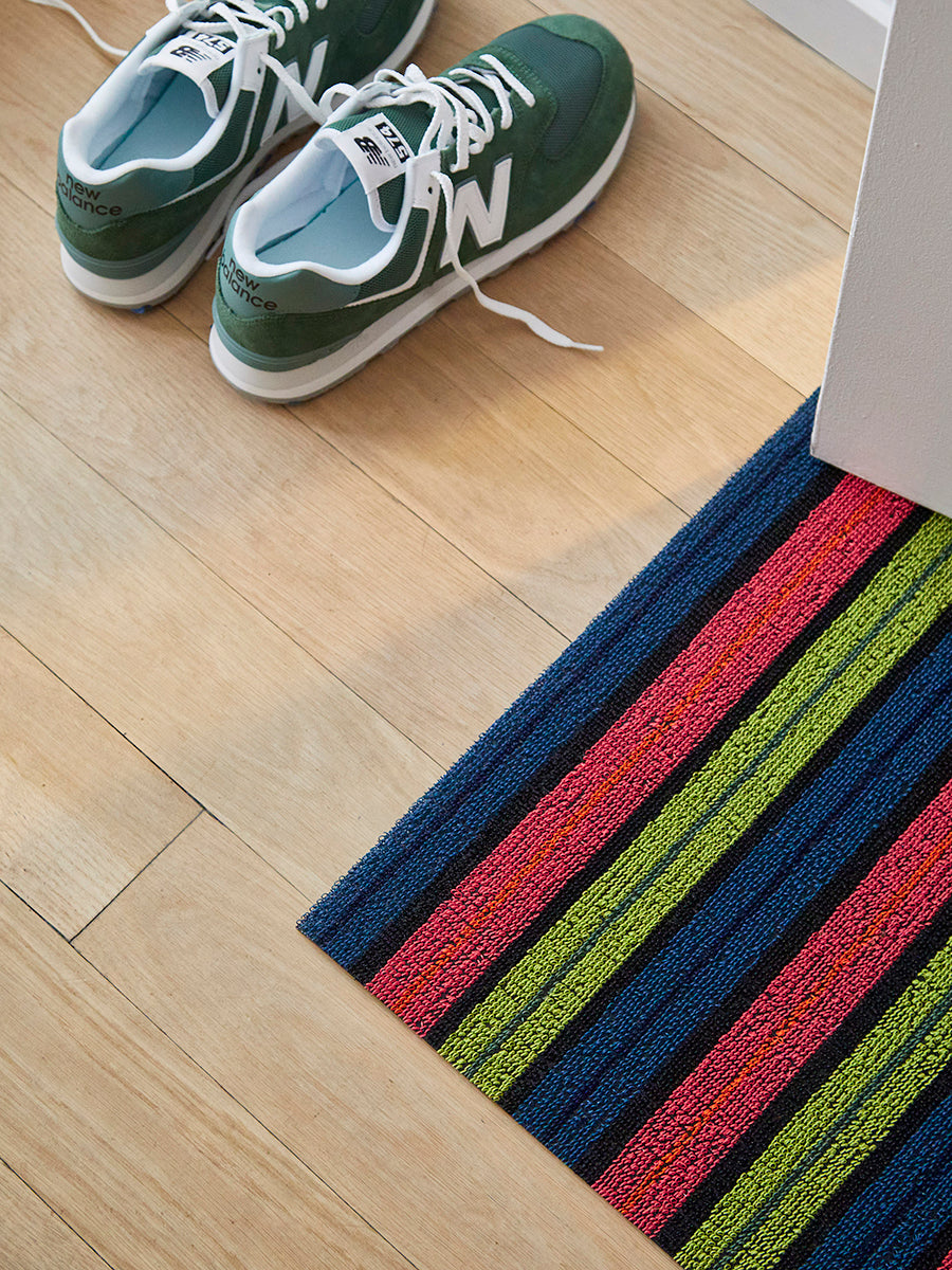 Chilewich Ribbon Stripe Shag Floor Mat (Limelight)