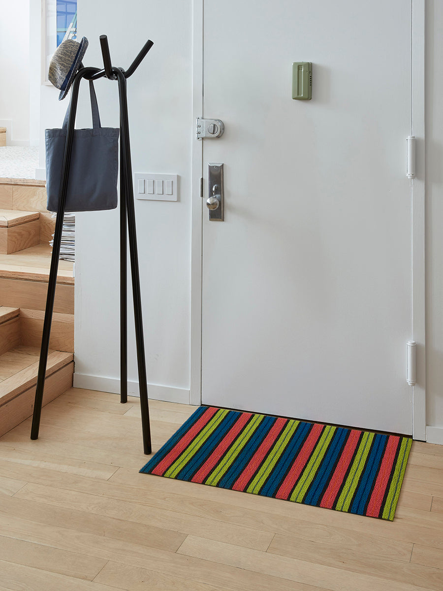 Chilewich Ribbon Stripe Shag Floor Mat (Limelight)