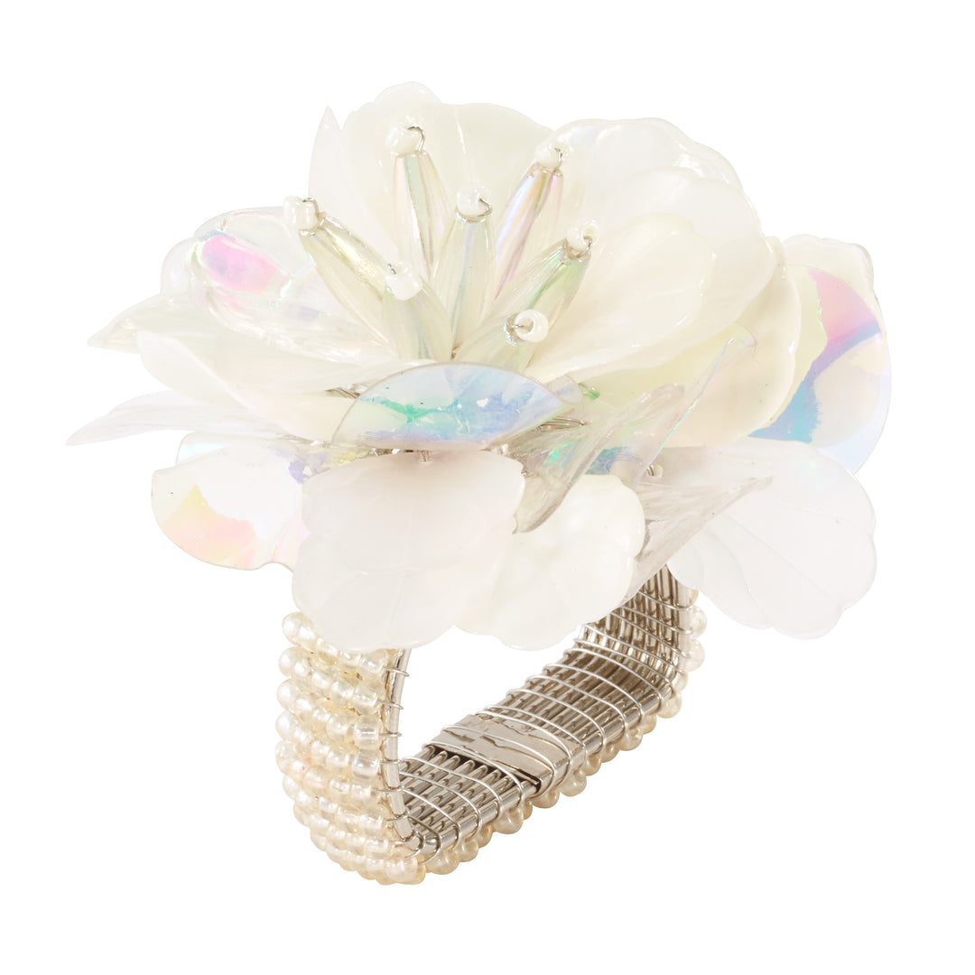 Roselily Napkin Rings Set/4 (White)