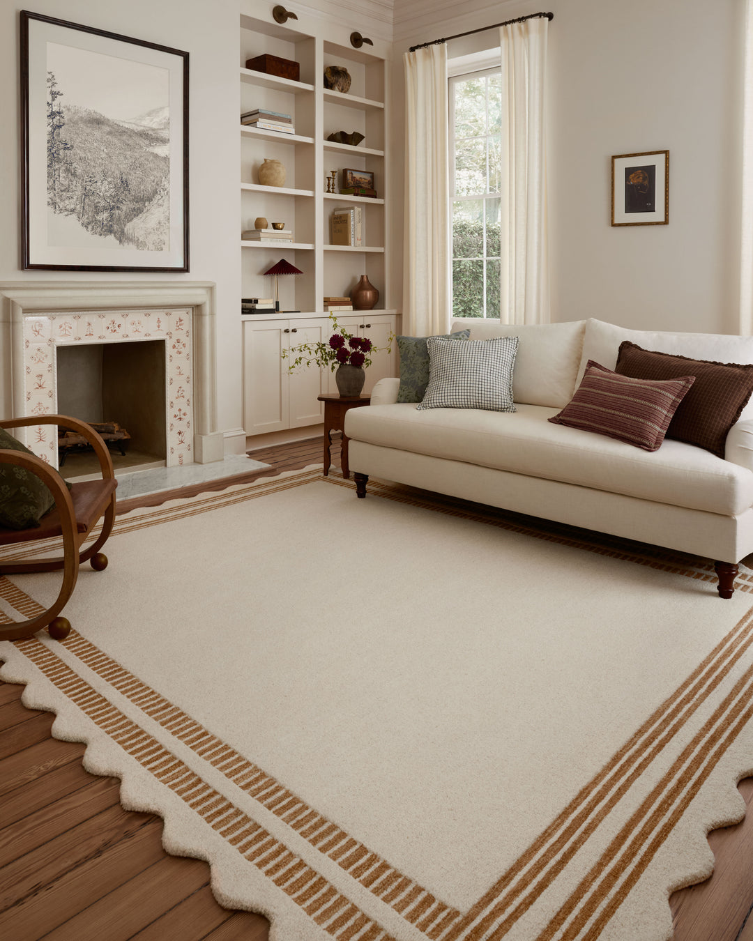 Chris Loves Julia x Loloi Scottie Ivory / Rust Accent Rug (SCO-01)