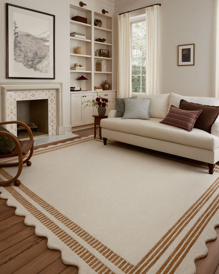 Chris Loves Julia x Loloi Scottie Ivory / Rust Accent Rug (SCO-01)