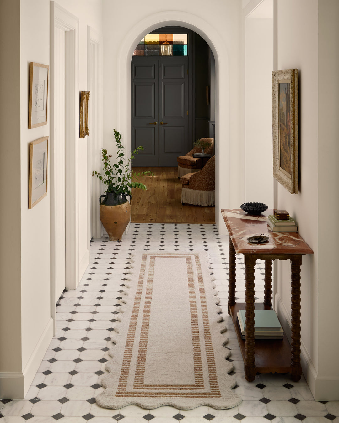 Chris Loves Julia x Loloi Scottie Ivory / Rust Accent Rug (SCO-01)