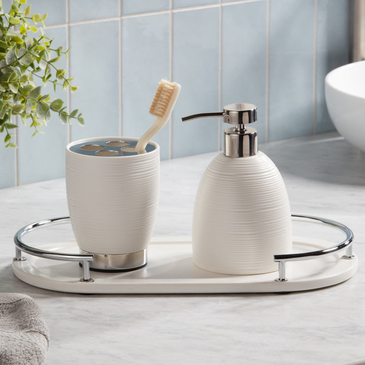 Roselli Trading Dubai  Resin Bathroom Accessories (Shiny Stainless Steel Trim)