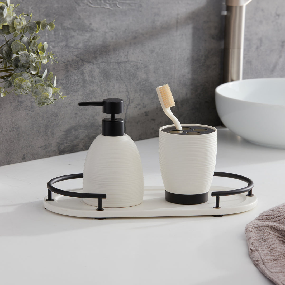 Roselli Trading Dubai  Resin Bathroom Accessories (Black Trim)