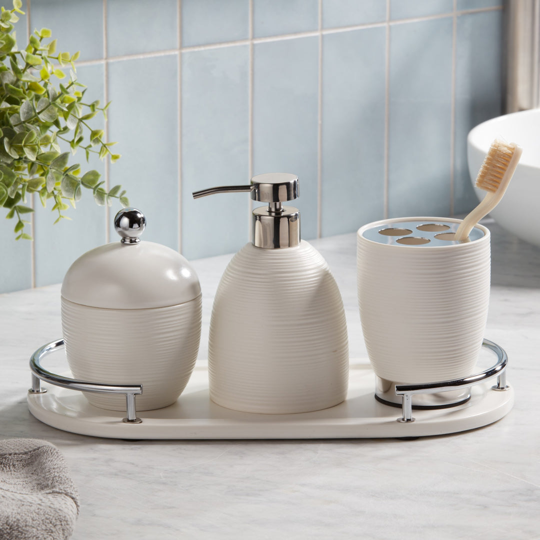 Roselli Trading Dubai  Resin Bathroom Accessories (Shiny Stainless Steel Trim)
