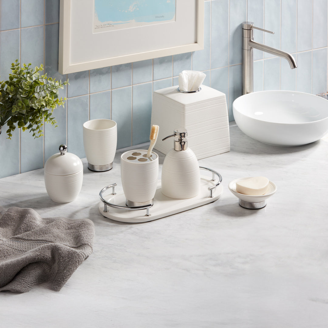Roselli Trading Dubai  Resin Bathroom Accessories (Shiny Stainless Steel Trim)