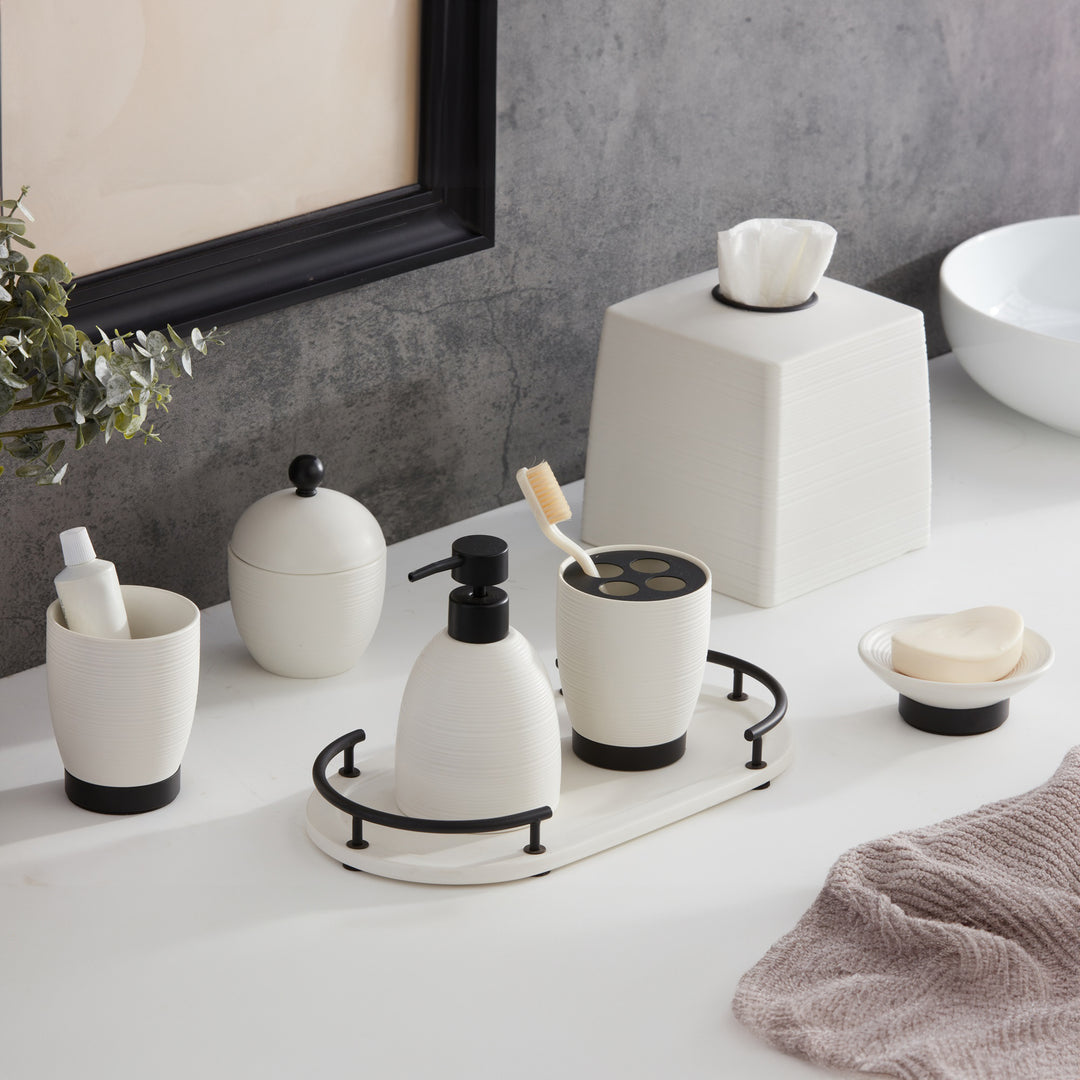 Roselli Trading Dubai  Resin Bathroom Accessories (Black Trim)